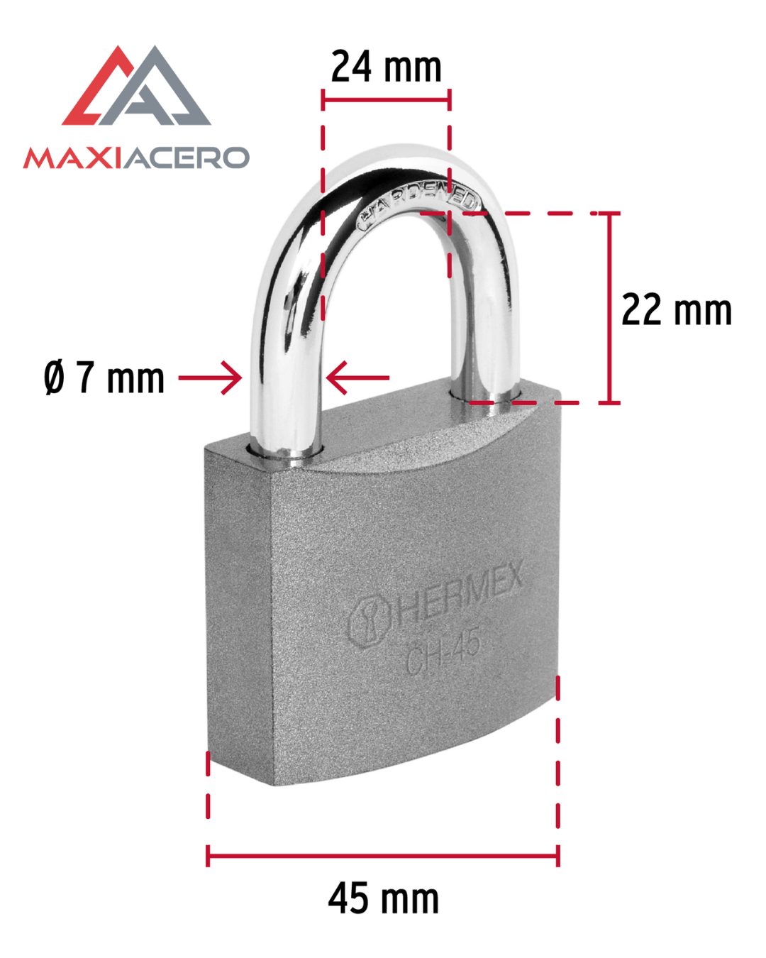 Candado de Hierro Hermex 45mm Gancho Corto | Alta Seguridad 43316
