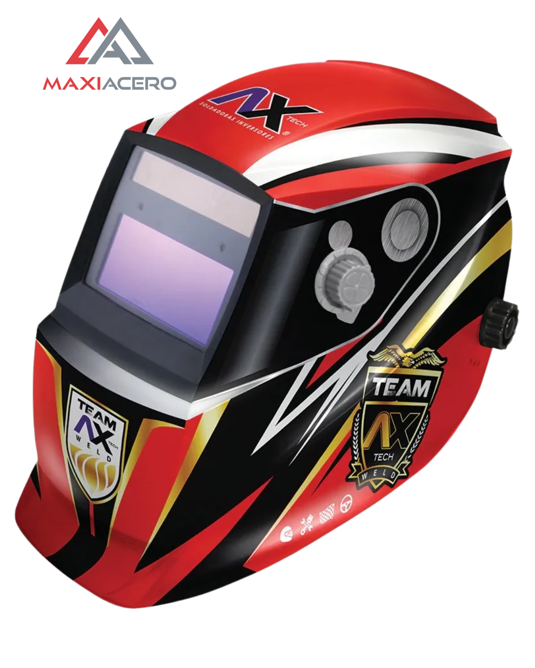 Careta Electrónica para Soldar Axtech Diseño F1 Red Sombra Variable