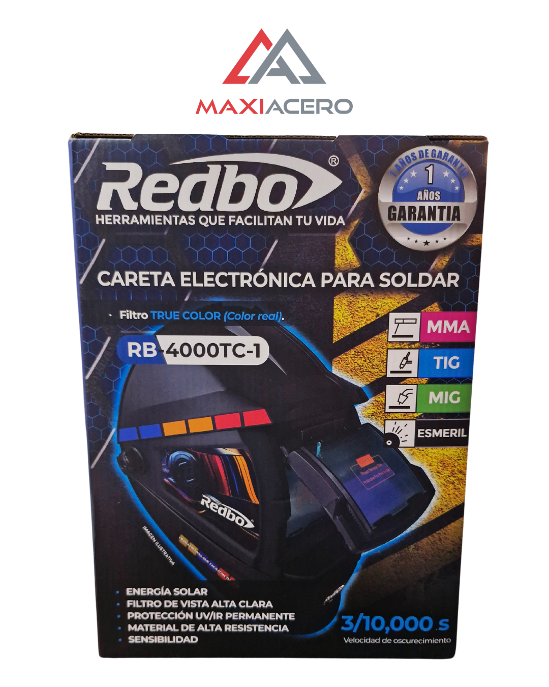 Careta para Soldar con Ventana Redbo RB-4000TC-2 | Protección Facial para Soldadura y Esmerilado