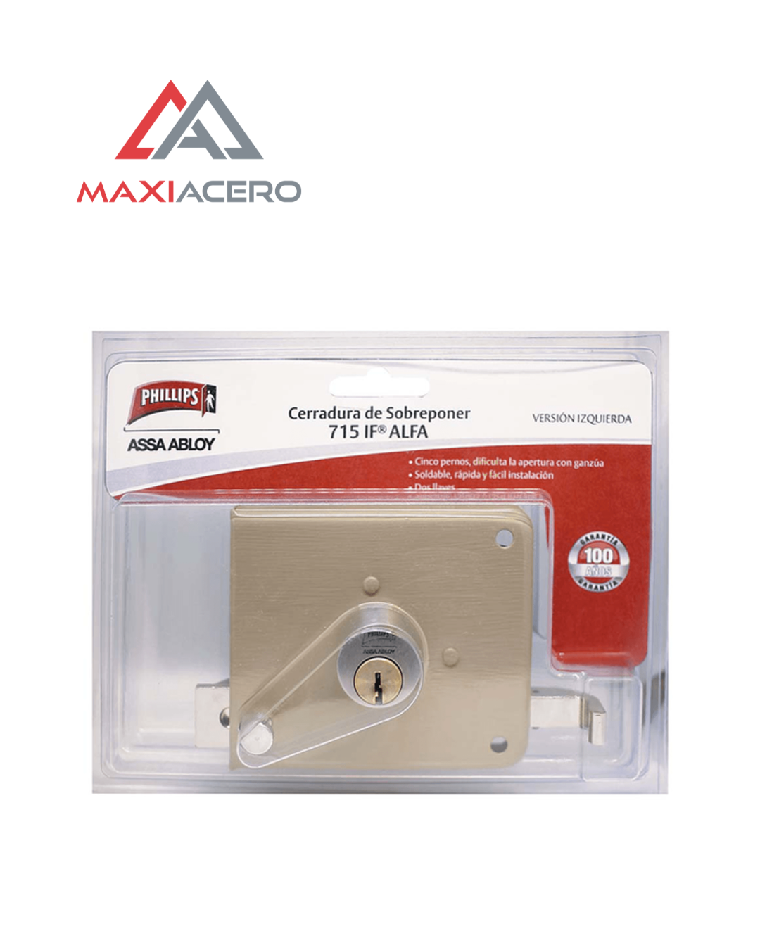 Cerradura de Sobreponer Phillips 715 Izquierda | Para Puertas de Madera o Metal