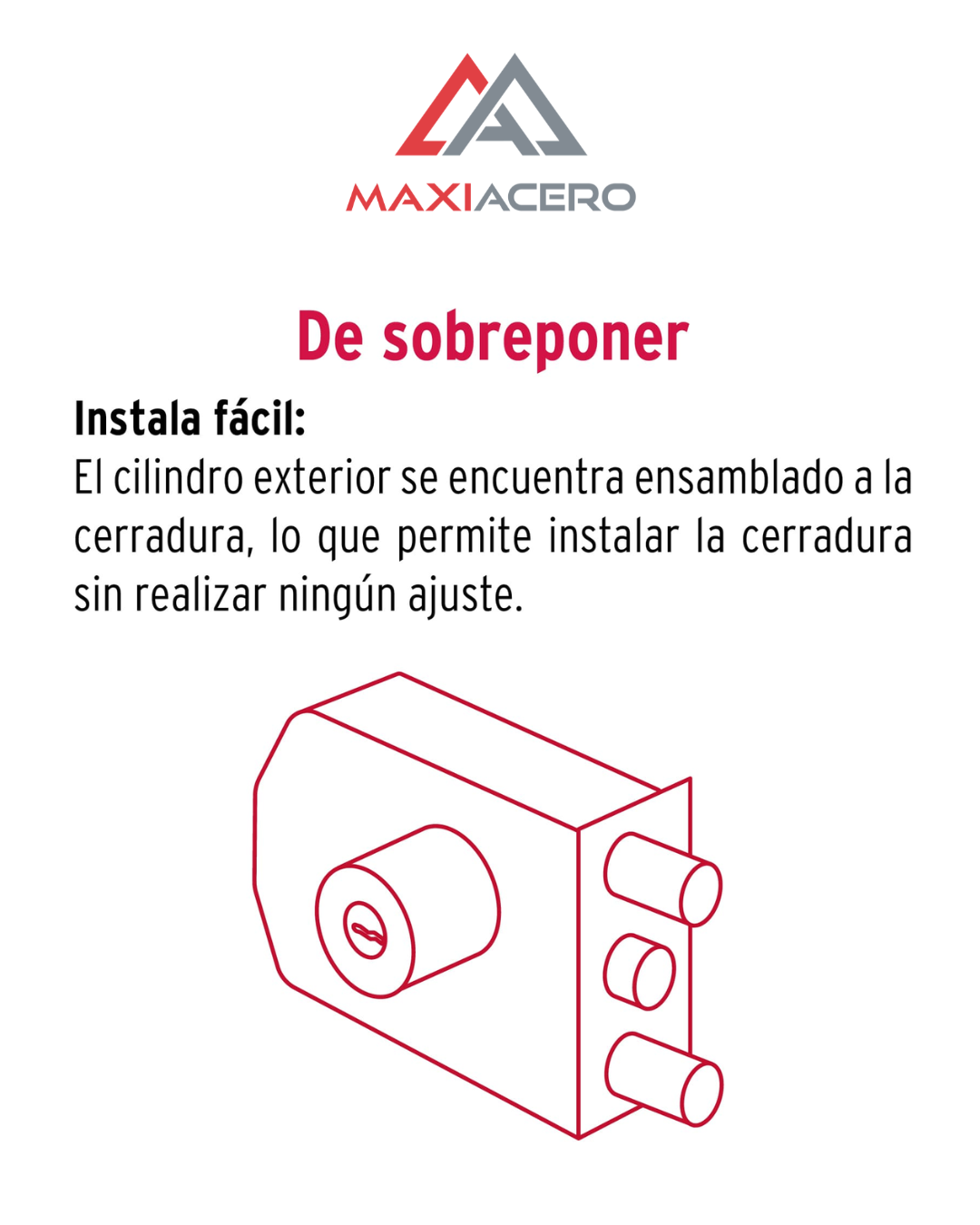Cerradura de Sobreponer Hermex 43484 | 2 Barras Instala-Fácil Llave de Puntos