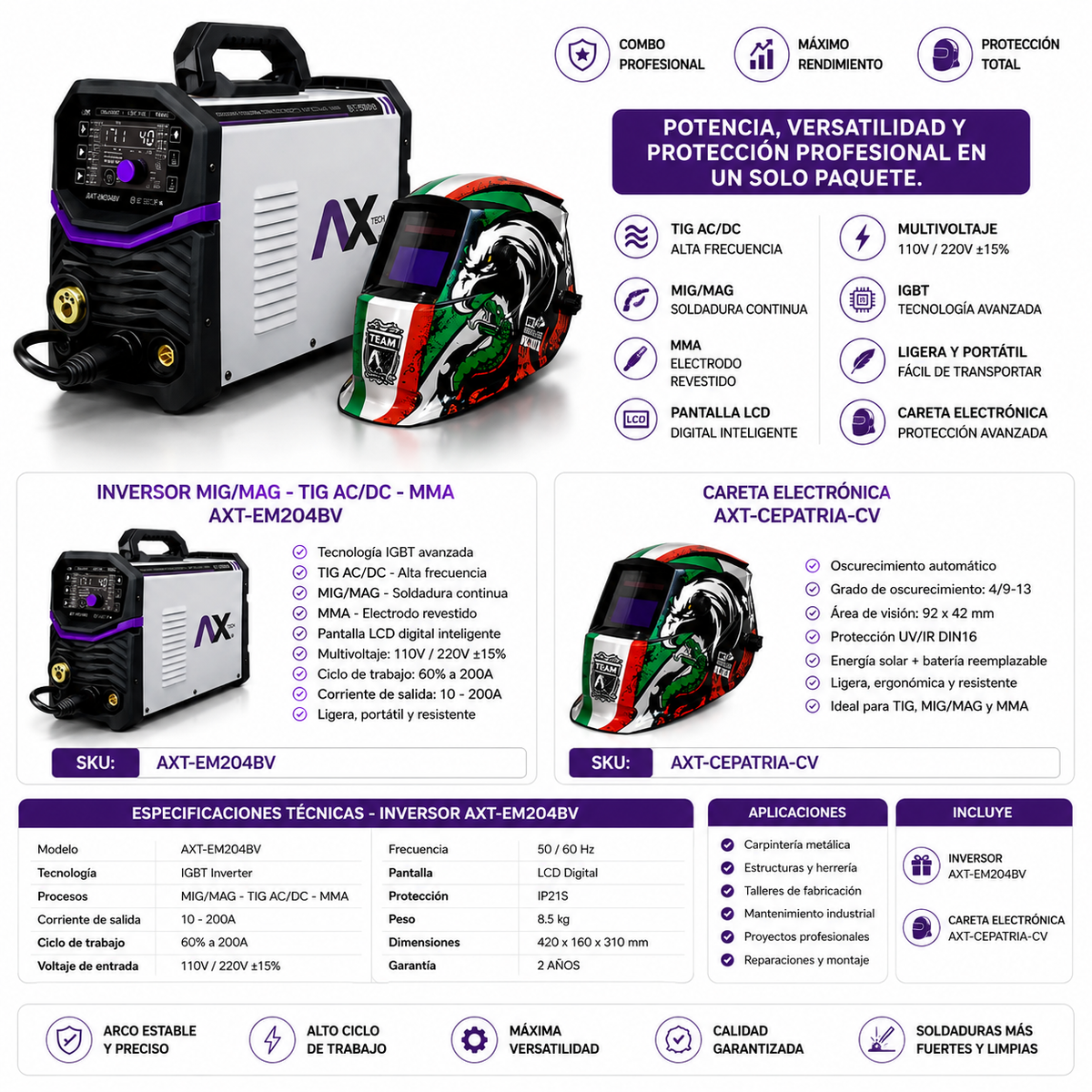 AXT-EM204BV + Careta Electrónica AXT-CEPATRIA-CV GRATIS