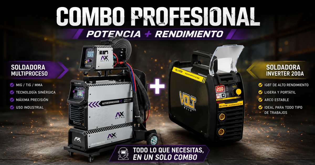 Edición Limitada: Pack Soldadura Pro AXT-SUPERMIG500LCD con Planta Volt-VOL-210TBV-C4 de Regalo