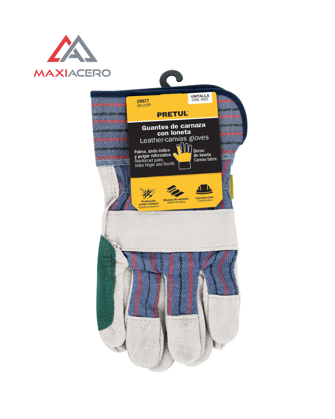Guantes Carnaza/tela Verde Uso General Pretul 29977