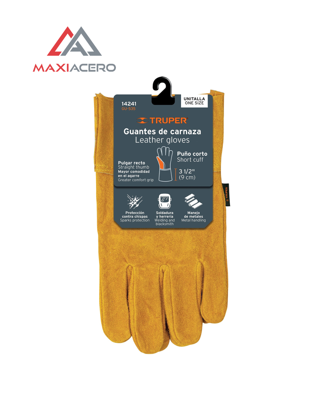Guantes de Carnaza Cortos Truper 14241 | Para Trabajo Rudo Unitalla