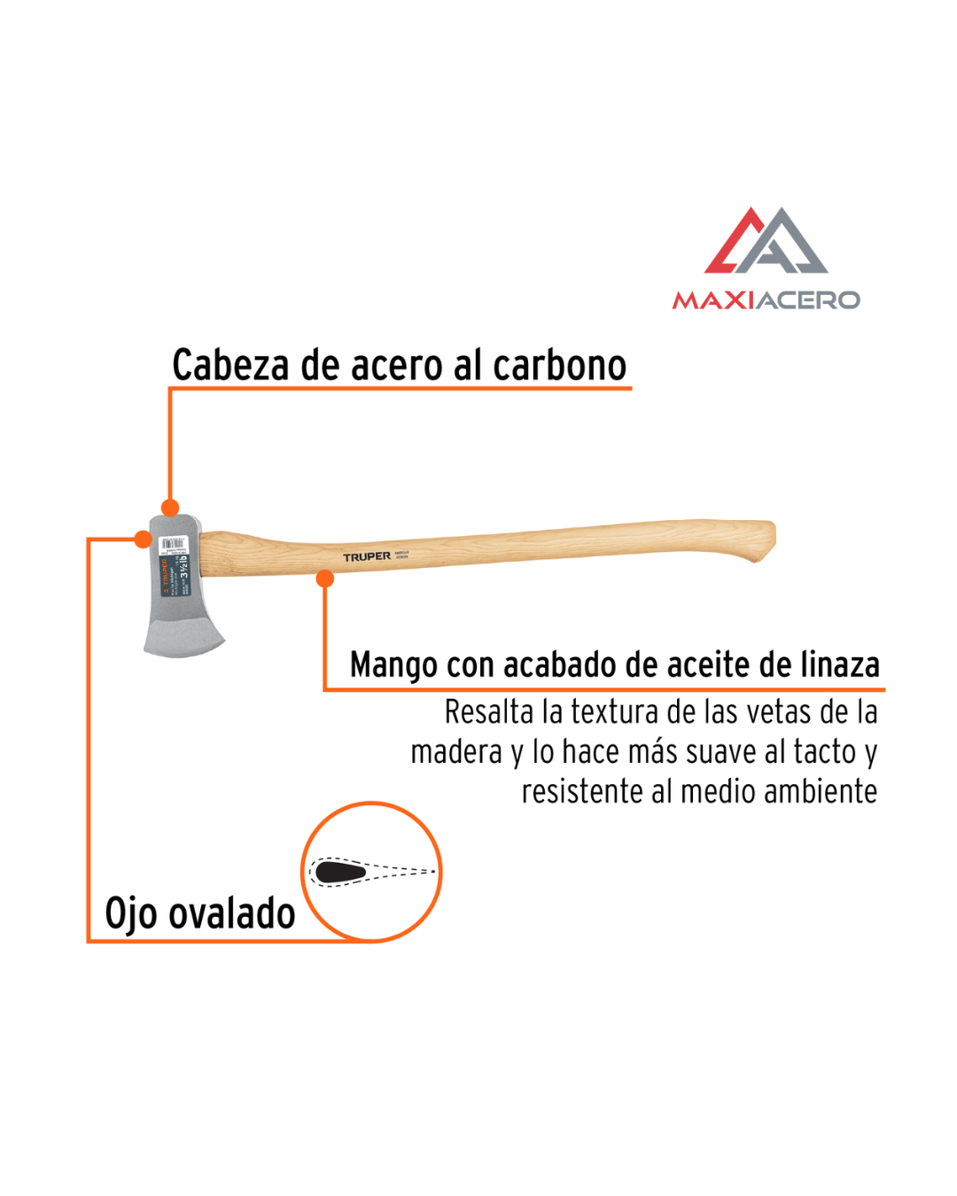 Hacha Michigan De 1500 Gr Cabo Madera 91 Cn Truper 14958