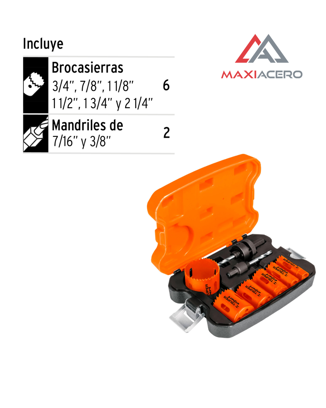 Kit 8 Brocasierra Cortacirculos Bimetal Mandril Truper 15405
