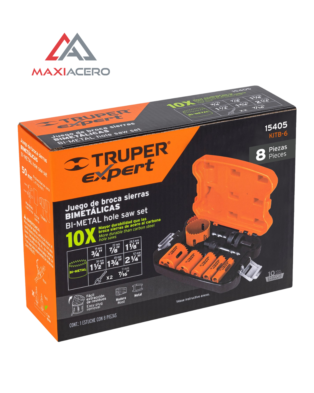 Kit 8 Brocasierra Cortacirculos Bimetal Mandril Truper 15405