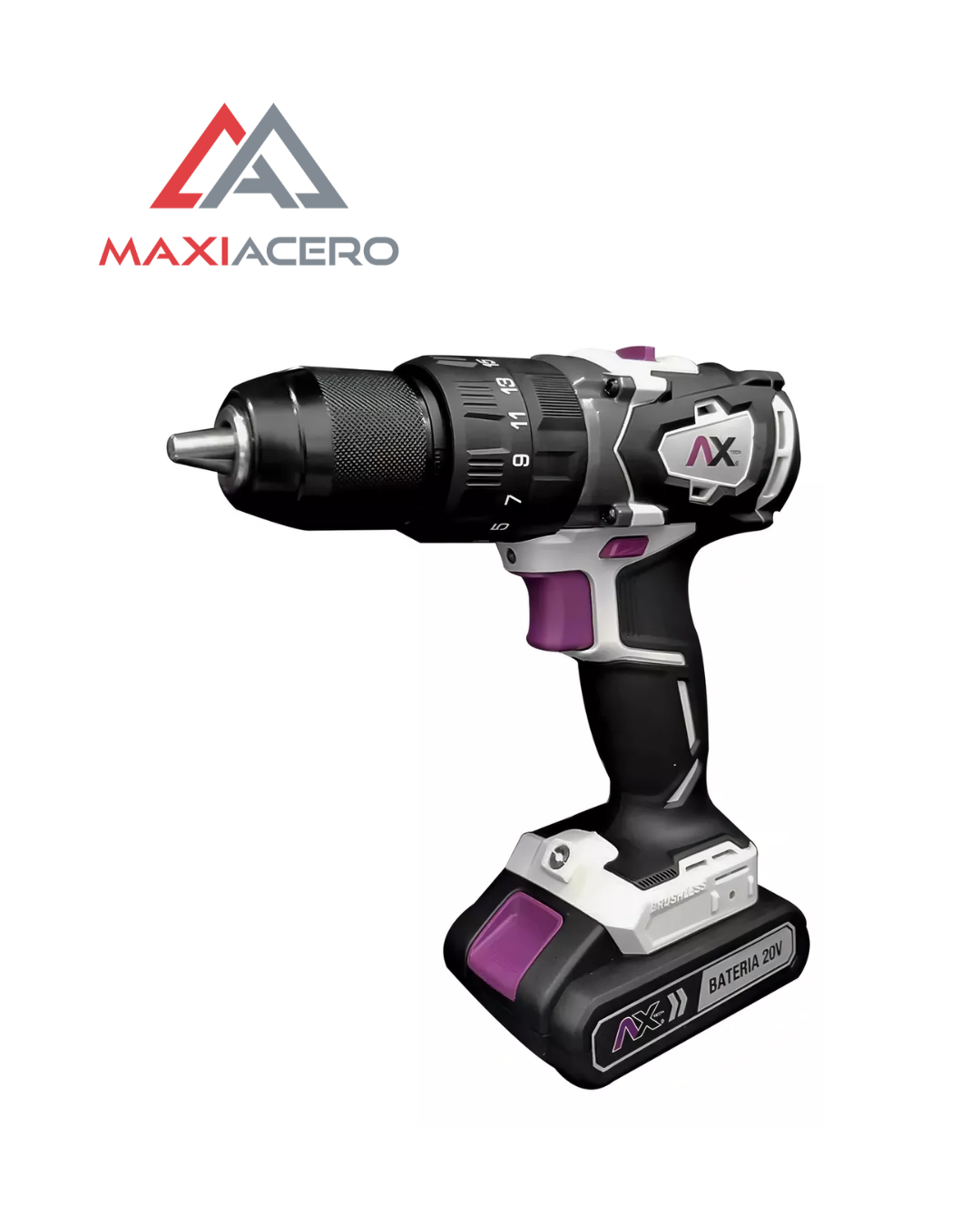 Kit Rotomartillo + Miniesmeril A Batería 20v AxTech C/ Maletín Y Baterías