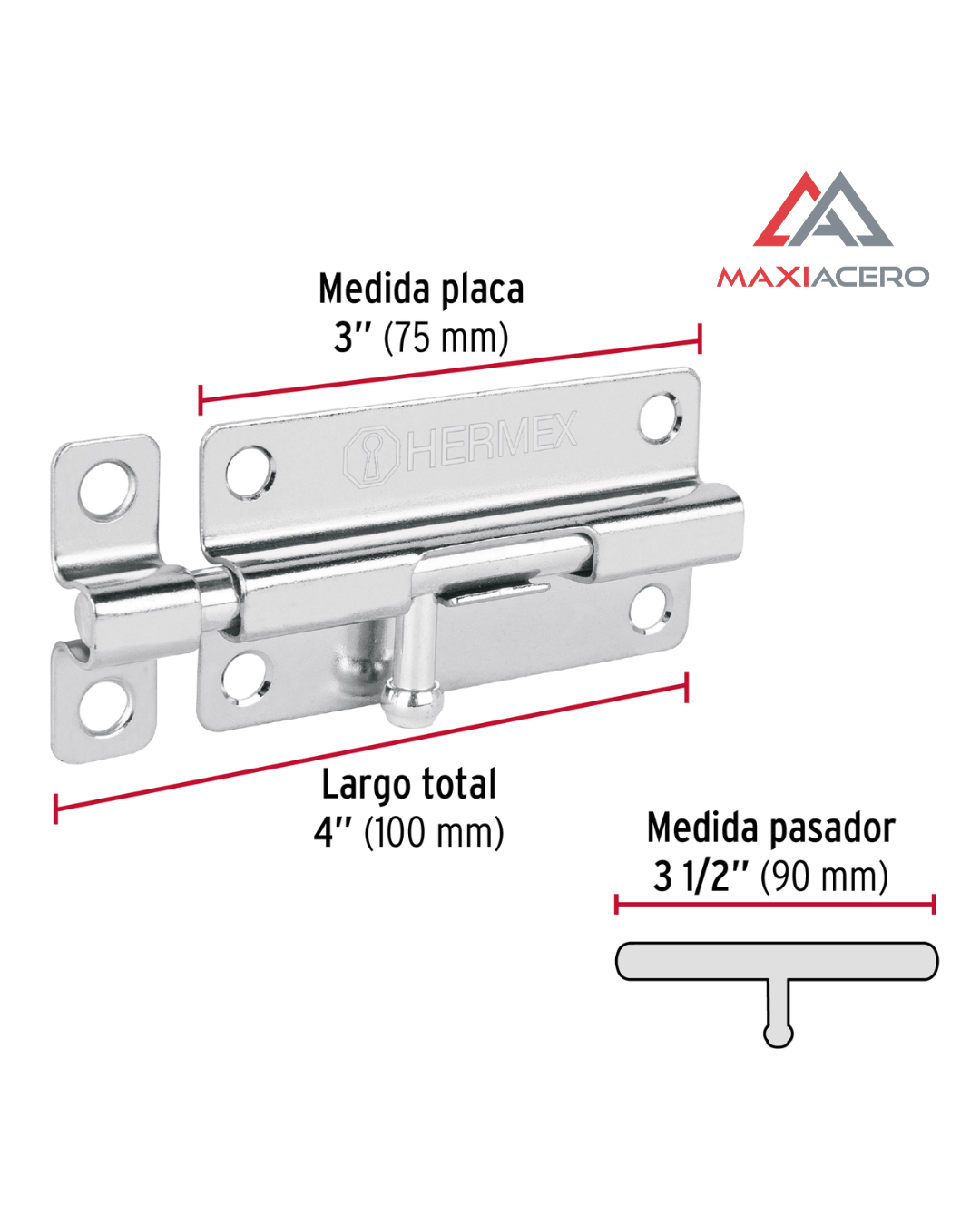 Pasador De Barril De Acero Cromo 4', Hermex 45731