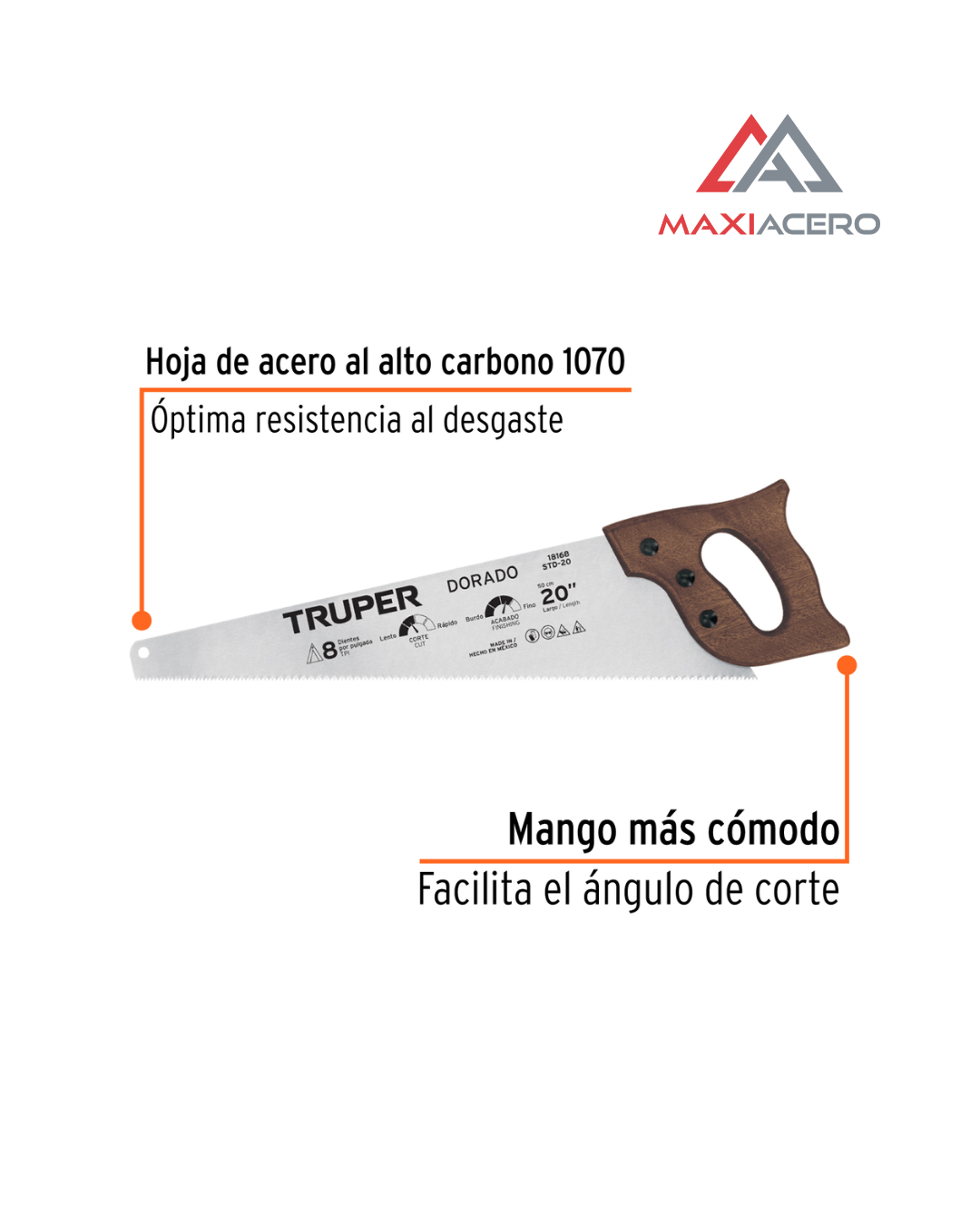 Serrote Dorado 20' Serrucho Carpintero 50cm Truper 18168
