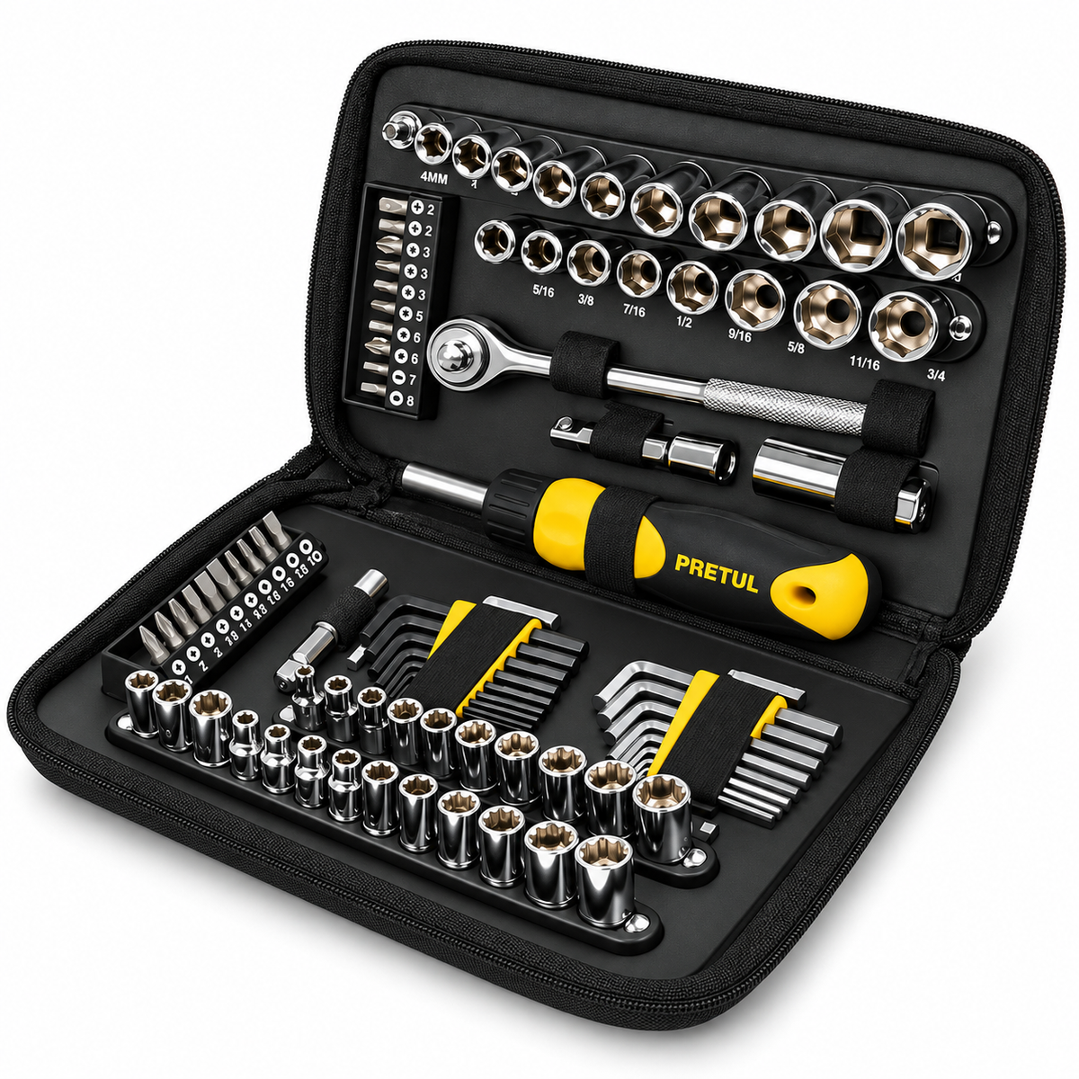 SET DE HERRAMIENTAS PARA MECANICA 85 PIEZAS PRETUL SET-85-22984