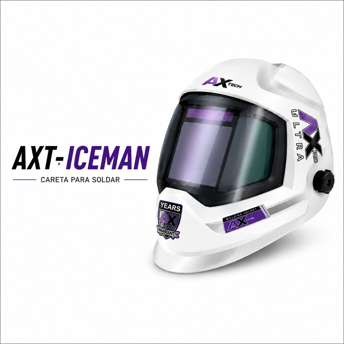 Careta Electrónica Soldar Axtech 4 Sensores Panorámica 180 Grados Blanca-AXT-ICEMAN