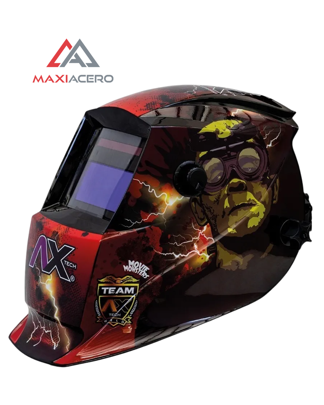 Careta Electrónica con Diseño – Sombra Variable AXTECH AXT-CEFRANK-color rojo
