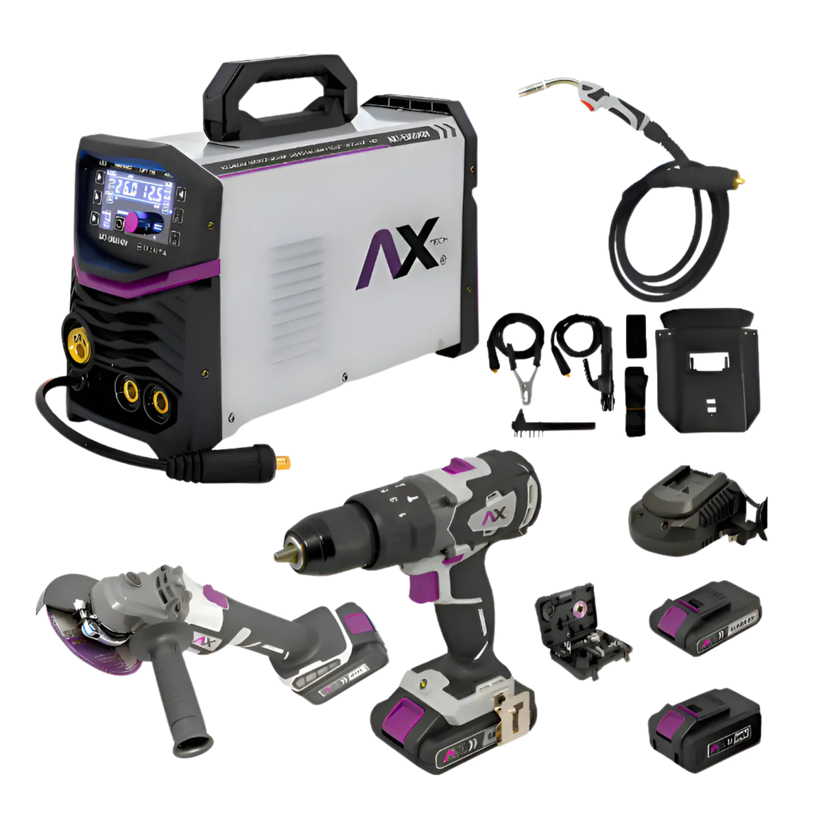 Combo Soldadora Mig/mag 200a Em204bv-c3 + Kit Herramienta Electrica Axtech