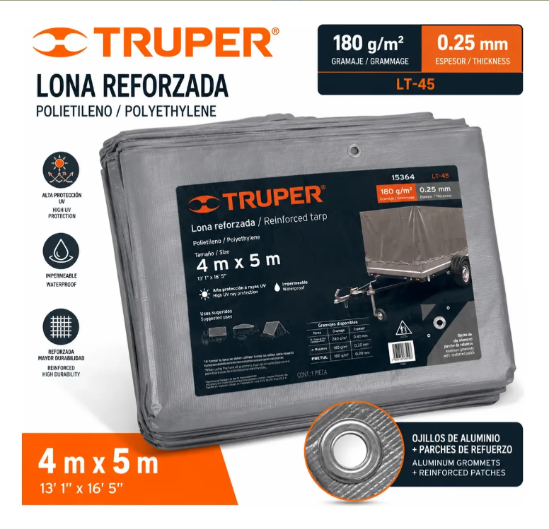 Lona Reforzada 4 X 5 Metros Truper 15364
