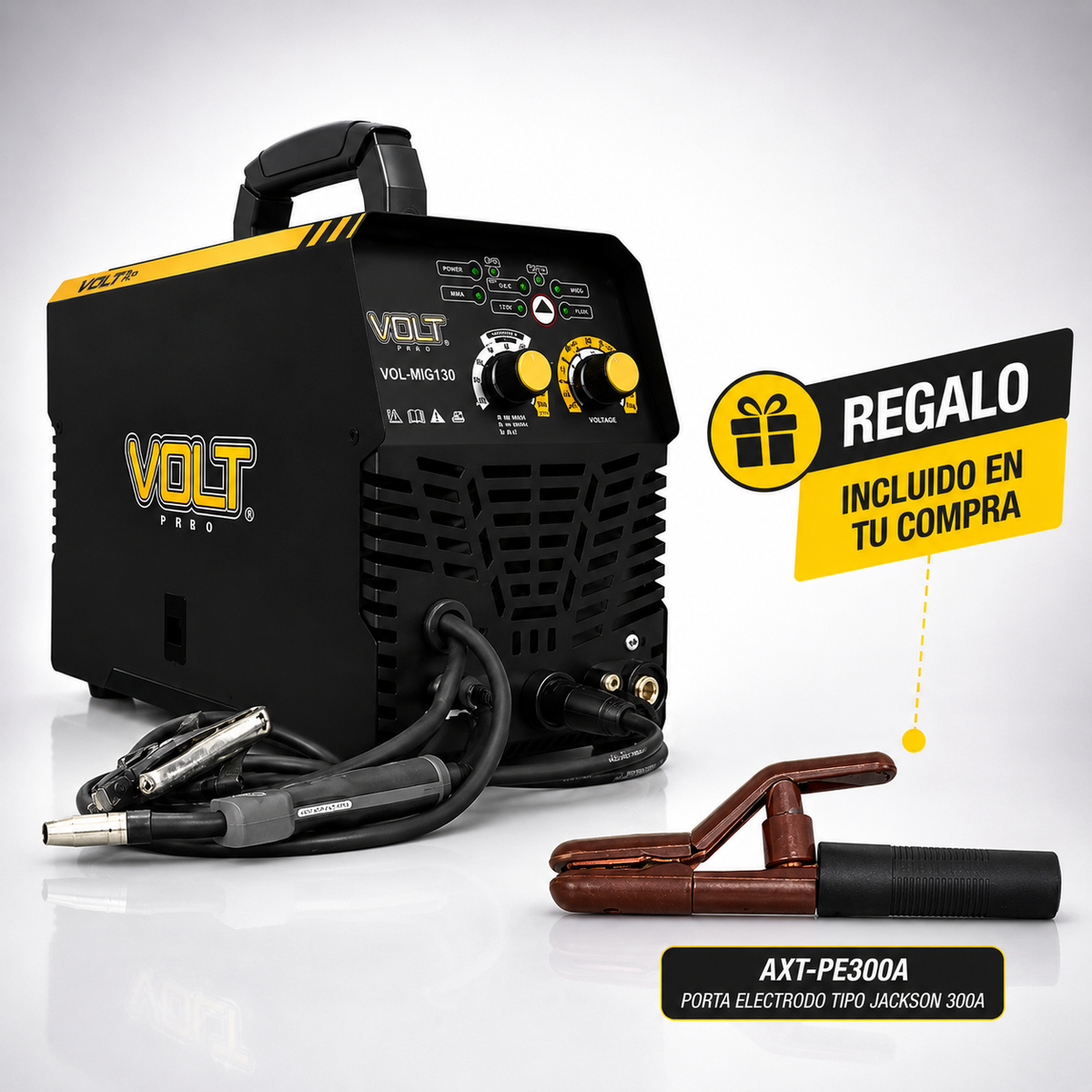 Soldadora Inversor MIG/MMA 120A VOL-MIG130 + Porta Electrodo AXT-PE300A GRATIS